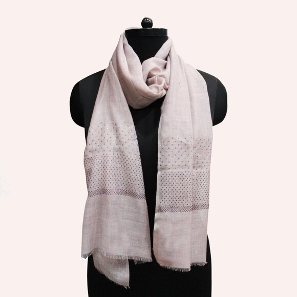 Crystal Embedded Pastel Colour Woolen Silk Scarves - Picture 14 of 16